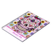 Farbige Retro-Blume Skull Notizblock (Linke Seite)