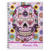 Farbige Retro-Blume Skull Notizblock (Vorderseite)