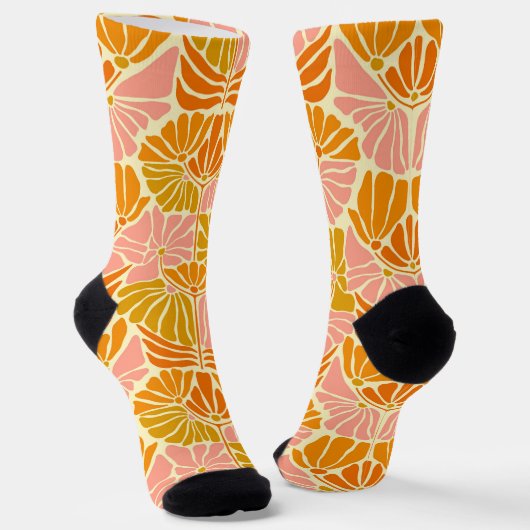Farbige Retro-Blume Socken (Gewinkelt)