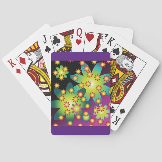 Farbige Retro-Blume Spielkarten (Rückseite)