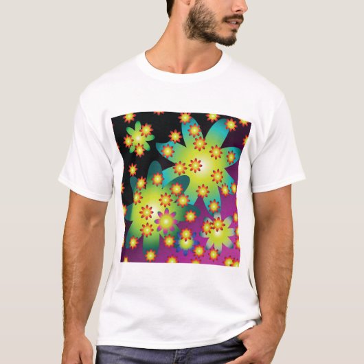 Farbige Retro-Blume T-Shirt (Vorderseite)