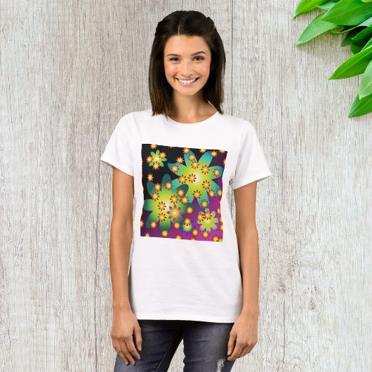 Farbige Retro-Blume T-Shirt
