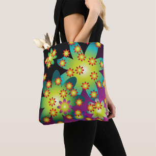 Farbige Retro-Blume Tasche