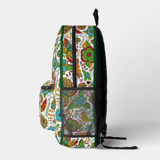 Farbige Retro-Blume und Schmetterlingsmuster Bedruckter Rucksack (Rechts)