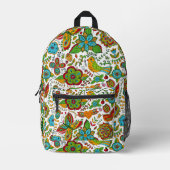 Farbige Retro-Blume und Schmetterlingsmuster Bedruckter Rucksack (Vorderseite)