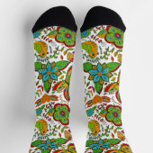 Farbige Retro-Blume und Schmetterlingsmuster Socken (Oben)