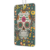 Farbige Retro-Blume und Zuckerschädel Autolufterfrischer (Links)