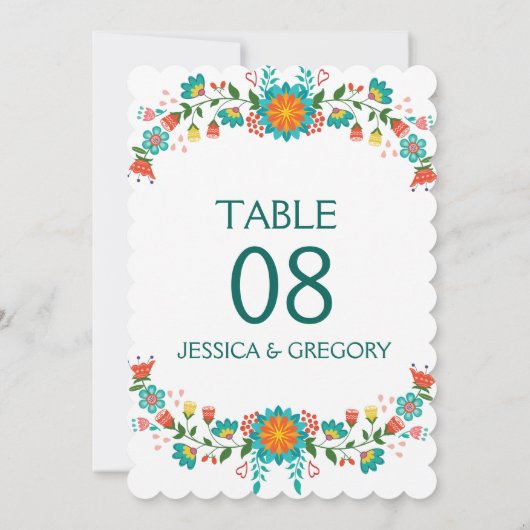 Farbige Retro-Blumenrahmen Einladung (Rückseite)