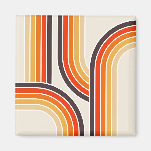 Farbige Retro-Bögen und -Linien Magnet (Vorne)