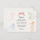 Farbige Retro Cocktail Party Registrierungskarte e Begleitkarte (Vorne/Hinten)