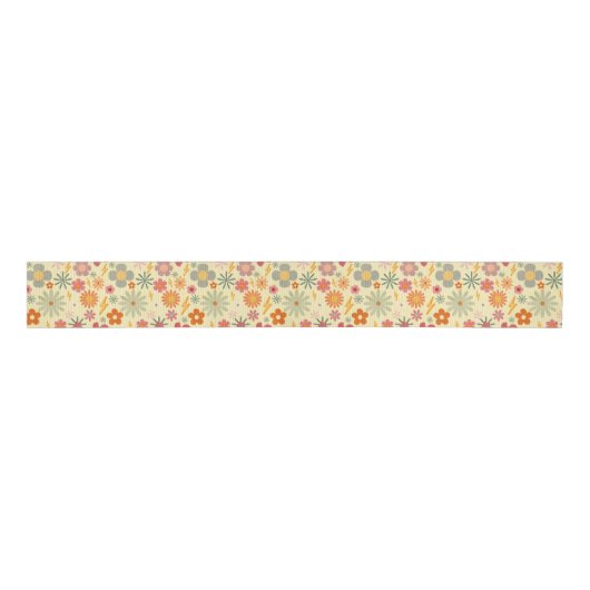 Farbige Retro Daisy Blume Design-Muster Ribbon Ripsband (Vorderseite)