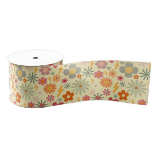 Farbige Retro Daisy Blume Design-Muster Ribbon Ripsband