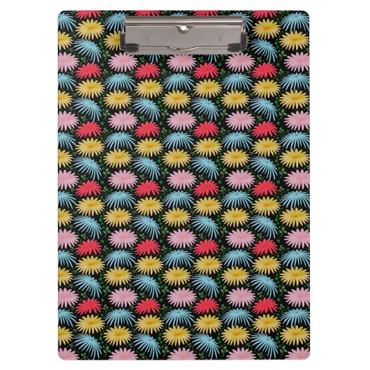 Farbige Retro-Daisy-Blumenmuster-Whimsical  Klemmbrett (Vorderseite)
