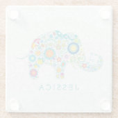 Farbige Retro-Elephant-Illustration Glasuntersetzer (Rückseite)