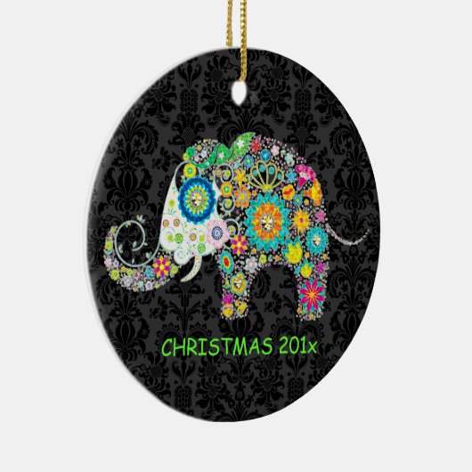 Farbige Retro-Elephant-Illustration Keramik Ornament (Rechts)