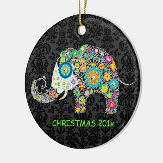 Farbige Retro-Elephant-Illustration Keramik Ornament (Links)