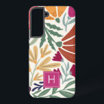 Farbige Retro-Floral-Boho Samsung Galaxy Hülle<br><div class="desc">Monogram farbenfrohe Retro Floral Boho Samsung Galaxy S22  Case. Perfekt als maßgeschneidertes Geschenk an ein Mädchen,  eine Tochter,  einen Freund oder einen Offizier.</div>