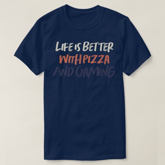 Farbige Retro-Funny Leben ist besser mit Pizza und T-Shirt (Design vorne)