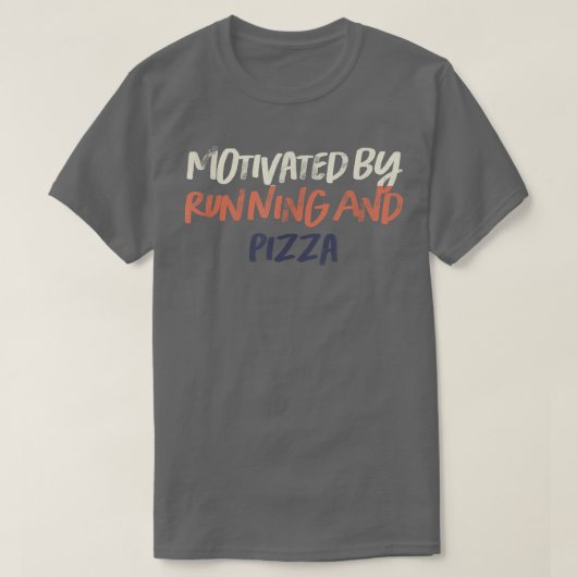Farbige Retro-Funny motiviert von Running und Pizz T-Shirt (Design vorne)