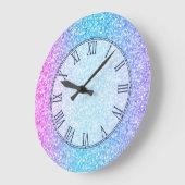 Farbige Retro-Glitzer und Glitzern Große Wanduhr (Winkel)