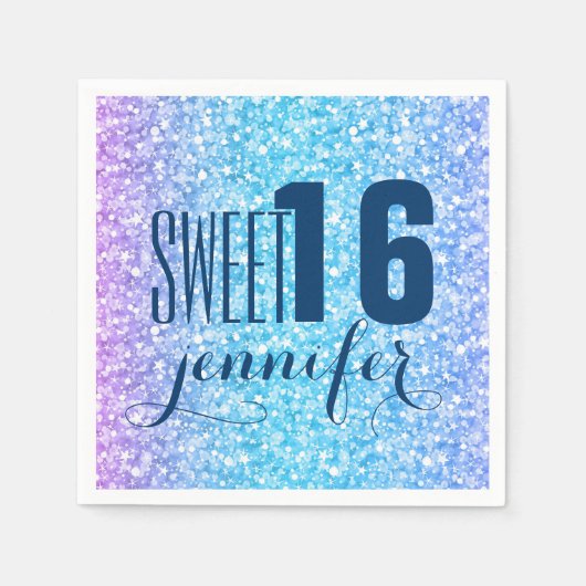 Farbige Retro-Glitzer und Glitzern Serviette (Vorderseite)