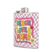 Farbige Retro Groovy Mama Zitat Typografie Hippie Flachmann (Links)