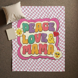 Farbige Retro Groovy Mama Zitat Typografie Hippie Fleecedecke