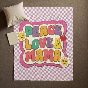Farbige Retro Groovy Mama Zitat Typografie Hippie Fleecedecke