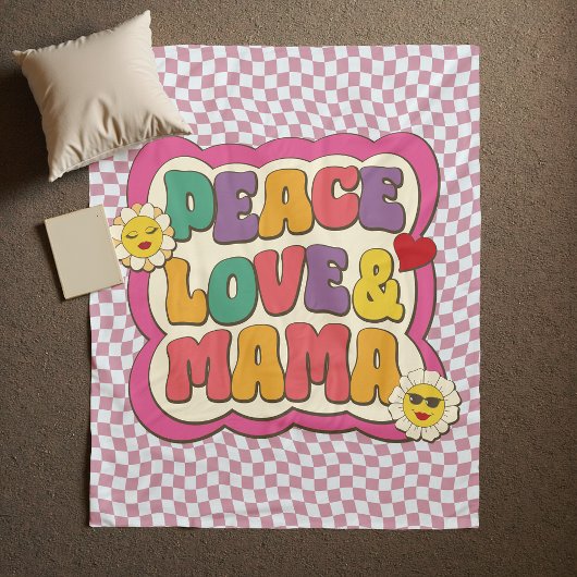 Farbige Retro Groovy Mama Zitat Typografie Hippie Fleecedecke