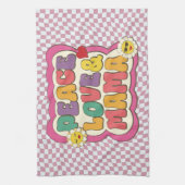 Farbige Retro Groovy Mama Zitat Typografie Hippie Geschirrtuch (Vertikal)