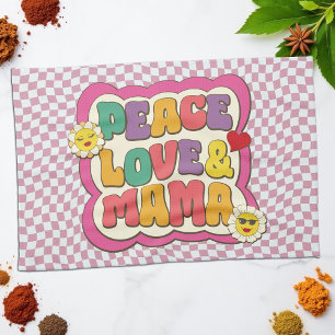 Farbige Retro Groovy Mama Zitat Typografie Hippie Geschirrtuch