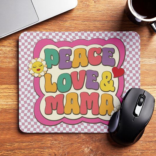 Farbige Retro Groovy Mama Zitat Typografie Hippie Mousepad