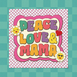 Farbige Retro Groovy Mama Zitat Typografie Hippie Poster