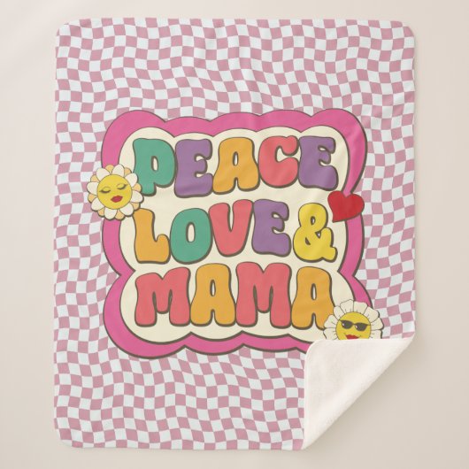 Farbige Retro Groovy Mama Zitat Typografie Hippie Sherpadecke (Vorderseite)