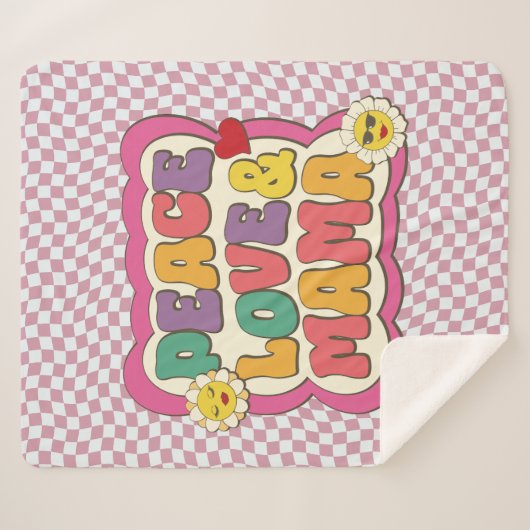 Farbige Retro Groovy Mama Zitat Typografie Hippie Sherpadecke (Vorderseite (Horizontal))