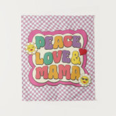 Farbige Retro Groovy Mama Zitat Typografie Hippie Wandteppich (Vorderseite)