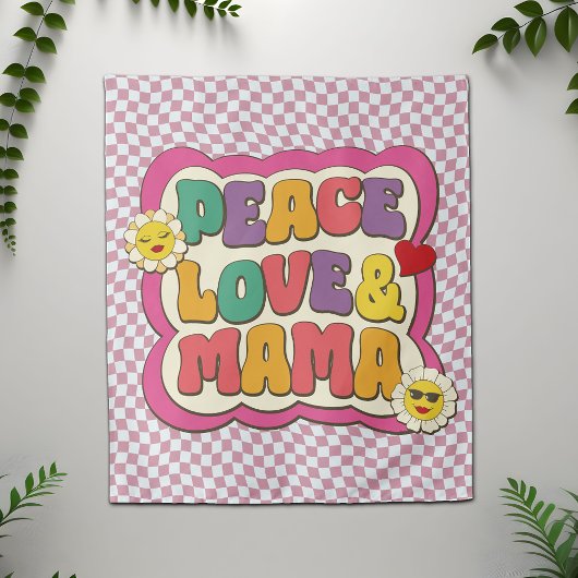 Farbige Retro Groovy Mama Zitat Typografie Hippie Wandteppich