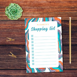 Farbige Retro-Groovy Orangeblaue Einkaufsliste Post-it Klebezettel