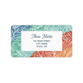 Farbige Retro Groovy Rainbow Floral Address Adressaufkleber