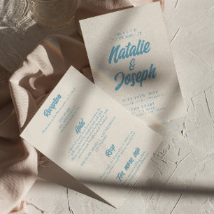 Farbige Retro-Helle Moderne All-In-One-Hochzeit Einladung