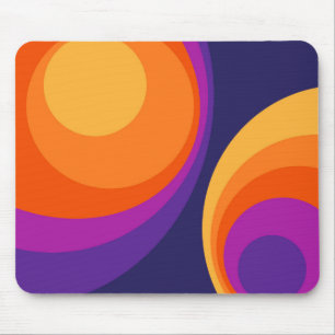 Farbige Retro-Kreismuster Mousepad