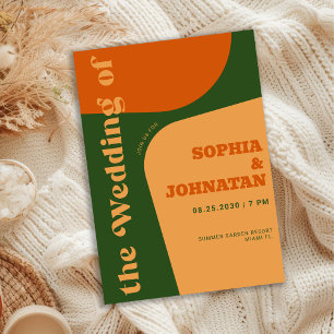 Farbige retro-kühne Typografie-Hochzeit Einladung