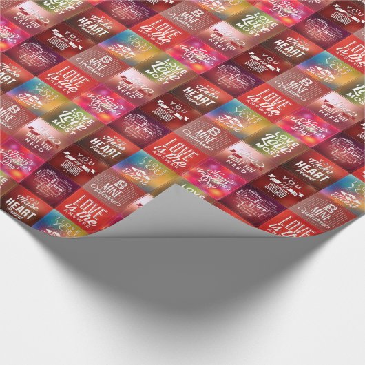 Farbige Retro-Liebe-Quotes Muster 2 Geschenkpapier (Ecke)
