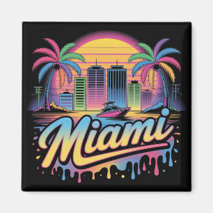 Farbige Retro-Miami-Vaporwave-Reisekunst Magnet