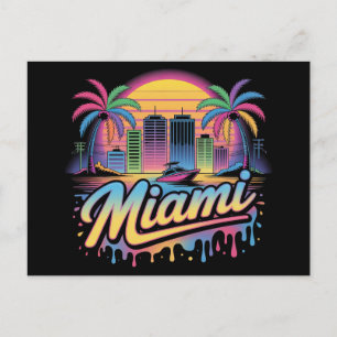 Farbige Retro-Miami-Vaporwave-Reisekunst Postkarte