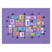 Farbige Retro-Mitte-des-Jahrhunderts-Moderne-Atom- Tischdecke (Vorderseite (Horizontal))