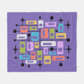 Farbige Retro-Mitte des Jahrhunderts Moderne Atoma Fleecedecke (Vorderseite (Horizontal))