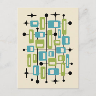Farbige Retro-Mitte des Jahrhunderts Moderne Atoma Postkarte