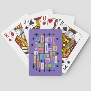 Farbige Retro-Mitte des Jahrhunderts Moderne Atoma Spielkarten