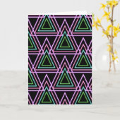 Farbige Retro-Neon-Geometrie-Dreiecke in Schwarz a Karte (Gelbe Blume)